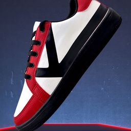 KazarMax Colour Blocked Laced Up Trainers Sneakers - White & Red-picture-19