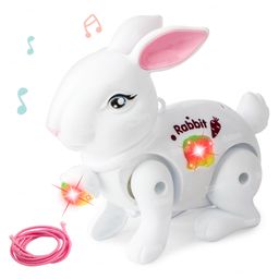 Fiddlerz Electric Rabbit Bunny Toy with Light and Music Birthday Gift - White-12