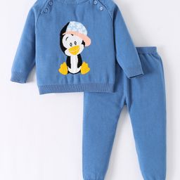 Kookie Kids Full Sleeves Pullover Raglan Sleeves Sweater Set With  Penguin Design - Blue-image-57