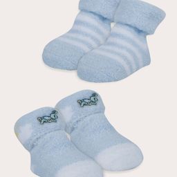 Baby Moo Pack Of 2 Striped Socks  - Blue-image-22