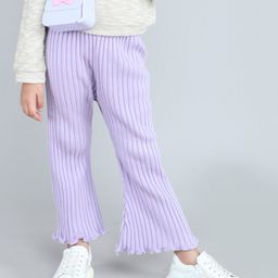 Taffykids Full Length Bell Bottom Solid Ribbed Pant - Lilac-image-75