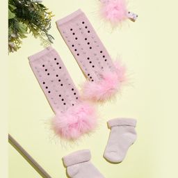 Tipy Tipy Tap Dots & Stars Designed Leg Warmers With Socks & Headband - Pink-image-45
