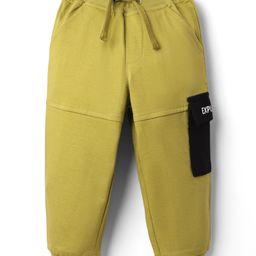 Babyhug Cotton Looper Knit Full Length Cut & Sew Lounge Pant with Text Print - Olive Green-image-41