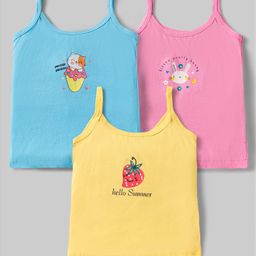 Bodycare Cotton Knit Sleeveless Slips with Tropical Prints Pack of 3 - Pink & Yellow-image-28
