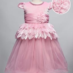 Mark & Mia Woven Cap Sleeves Party Dress With Floral Applique - Pink-image-24