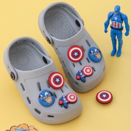 Marvel by Yellow Bee Solid Perforated Avengers Clogs With Shield & Captain America Charms - Grey-image-60