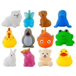 FUNVERSE Baby Bath Toy Set of 12 Pcs Chu Chu Colorful Animal Shape Toy (Multicolor) (Multi Design)-9