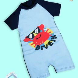 Kiddopanti Half Raglan Sleeves Crab Printed Swimsuit - Navy Blue-image-82