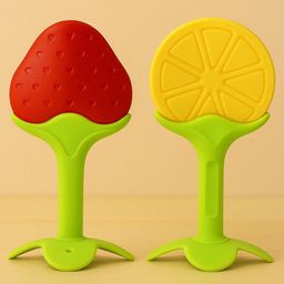 Badal Kidz Silicone BPA Free Natural Tree Shape Teether 100% Bpa Free Non Toxic - Red & Orange (Pack Of 2)-20
