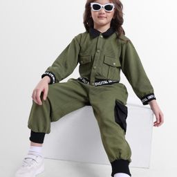 OLLINGTON ST. Ottoman Winterwear Co-Ord Set Of Full Sleeves Jacket & Joggers - Olive Green-picture-17