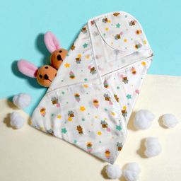 Safe n Cute 100%organic muslin cotton hooded swaddler/wrapper/sheet for newborn (0 to 6 months)-image-9