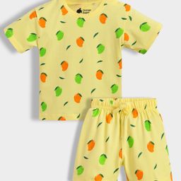 Orange Sugar 100% Cotton Knit Half Sleeves Mangoes Printed Tee & Coordinating Shorts Set - Light Yellow-picture-39