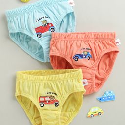 BUMZEE Cotton Knit Pack Of 3 Bears in Vehicles Printed Briefs - Sky Blue & Yellow-picture-38