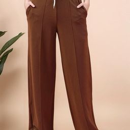 Mast & Harbour Women Flared High-Rise Easy Wash Trousers-image-4