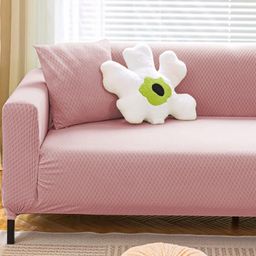Lukzer Pink Printed Polyester 1 Piece Sofa Cover With Arms-image-63