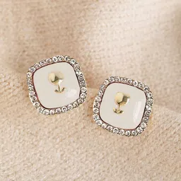 Krelin Gold-Plated Crystals Studded Square Shaped Studs-7