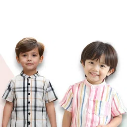 KIDGARB Multi Polycotton Cutaway Collar Printed Shirts-picture-36