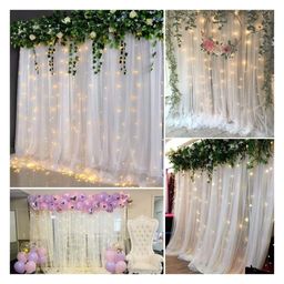 Puchku White Curtain Net For Decoration Combo White Net With Led Fairy Lights - Set Of 4 image 4