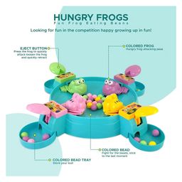 VGRASSP 4 Hungry Frogs Feeding Beans Board Game Toy For Kids And Toddlers With 32 Colorful Beads - Make Hungry Frogs Swallow Beads By Pressing The Handle, Fun Game For 4 Players - Color May Vary image 4