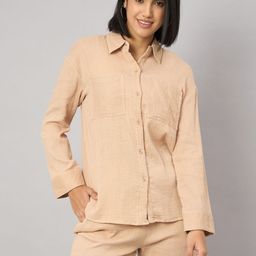 Orchid Blues Self Design Pure Cotton Shirt With Shorts Co-Ords-image-36