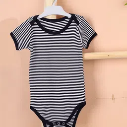 Moms Home Infants Striped Organic Cotton Bodysuit-43