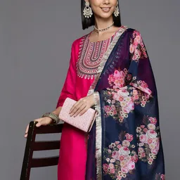 KSUT Women Yoke Design Regular Sequinned Kurta with Trousers & With Dupatta-7