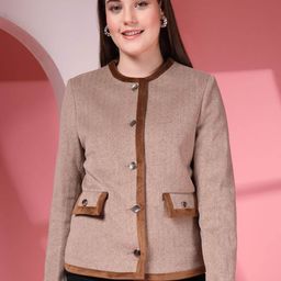 Juelle Women Self Design Round Neck Single-Breasted Pea Coats-image-61