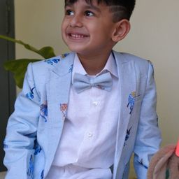 Funny Bones Clothings Boys Printed Single-Breasted Four-Piece Suit-image-99
