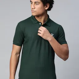 TOM BURG Men Green Brand Logo Printed Polo Collar Antimicrobial T-shirt-image-9
