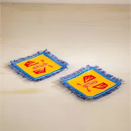 FREEDOM TREE Set Of 2 Yellow & blue Printed Square Coasters-29