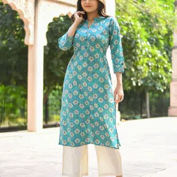 Vivika Women Floral Printed Daily Cotton A-Line Kurta-image-88