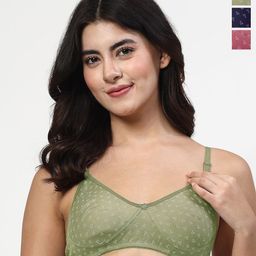 LILY itida Pack Of 3 Printed Seamless Non Padded T Shirt Bra-22