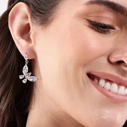 DressBerry Butterfly-Shaped Stone-Studded Drop Earrings-22