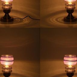 SOMIL Pack Of 4 Gold-Toned Printed Glass Cylindrical Shaped Table Lamp-image-53