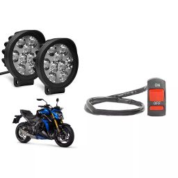 Cartronics 9 Round Cap LED Fog Light With On/Off Switch for Suzuki GSX S1000 (Set of 2 Pcs)-19