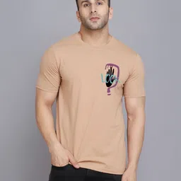 SLOWLORIS Men Graphic Printed Round Neck Cotton Slim Fit T-shirt-image-3