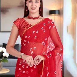 TRAQUILA Bandhani Poly Chiffon Bandhani Saree-picture-3