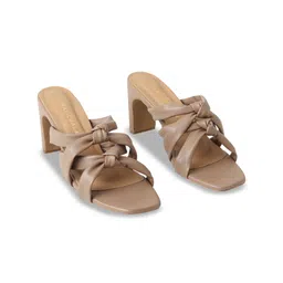 CHAAL CHALAN Textured PU Work Block Pumps with Bows-picture-6