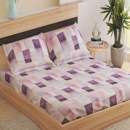Home Centre Purple & Green 180 TC King Bedsheet with 2 Pillow Covers-image-16