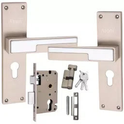 Atom MH-O47-CY-SS-OSK 203 mm Zinc Silver Satin Finish Mortise Door Handle Set with Lock Body-image-94