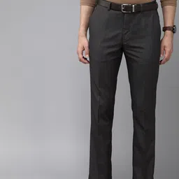 Park Avenue Men Grey Solid Smart Slim Tapered Fit Low-Rise Formal Trousers-image-43