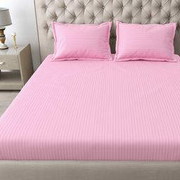 MAFATLAL Pink Striped Cotton 210 TC King Bedsheet-image-68