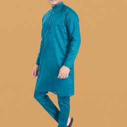 DIVISIVE Men Regular Dupion Silk Kurta with Pyjamas image 3