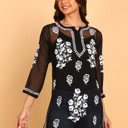 VAHSON Ethnic Motifs Embroidered Chikankari Chikankari Kurti-image-22