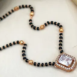 Zeviel Gold-Plated Artificial Stones Studded & Beaded Mangalsutra-picture-25