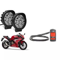Cartronics 9 Round Cap LED Fog Light With On/Off Switch for Honda CBR500 R (Set of 2 Pcs)-12