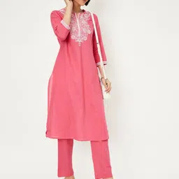 max Floral Embroidered Regular Thread Work Kurta with Trousers-picture-43