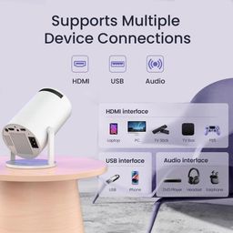fire turtle Portable Smart LED Projector with 720p HD, Rotating Design, Built-in Streaming (Netflix, Prime Video, Hotstar), 2000 Lumens, Screen Mirroring, 3W Speaker (White)(Big Projector) image 5