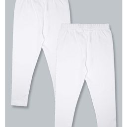 Kiddopanti Pack Of 2 Solid Leggings - White-image-89