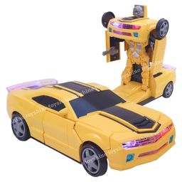 Toyshine 2-In-1 Transforming Robot Car Toy With Light Music And Bump And Go Function - Yellow-8
